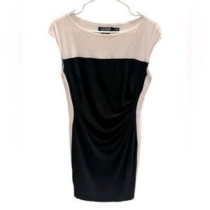 Lauren Ralph Lauren Career Dress 10 Colorblock Classic Black White Cap Sleeve